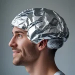 Alufolie für das Gehirn - Bild eines Mannes mit Gehirnschutz