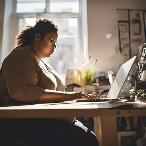 Sandra Ebert Ordner (Gen Z) am PC Expertin für SEO im Dreamdeinteam