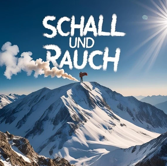 Retro-Marketing - Mark Eting auf einem Berg mit Rauchzeichen und Reichweite