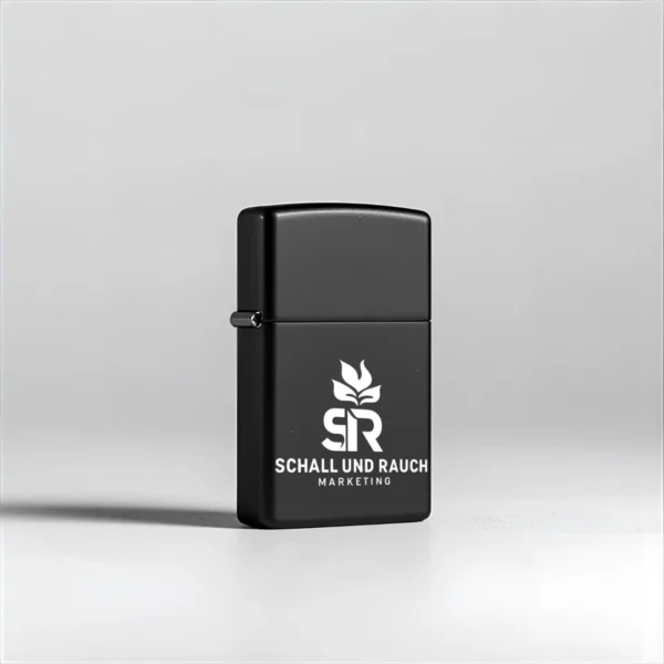 Exklusives Feuerzeug "Schall und Rauch Marketing" Schwarz Matt