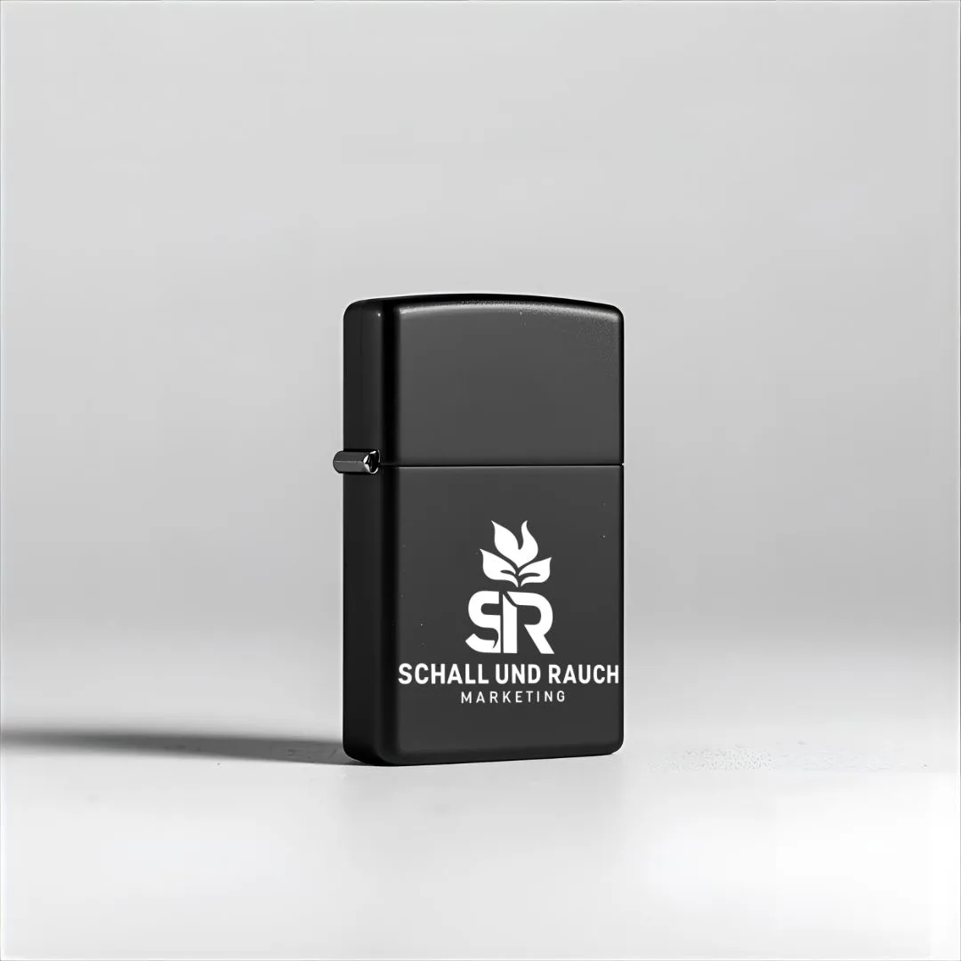 Exklusives Feuerzeug "Schall und Rauch Marketing" Schwarz Matt