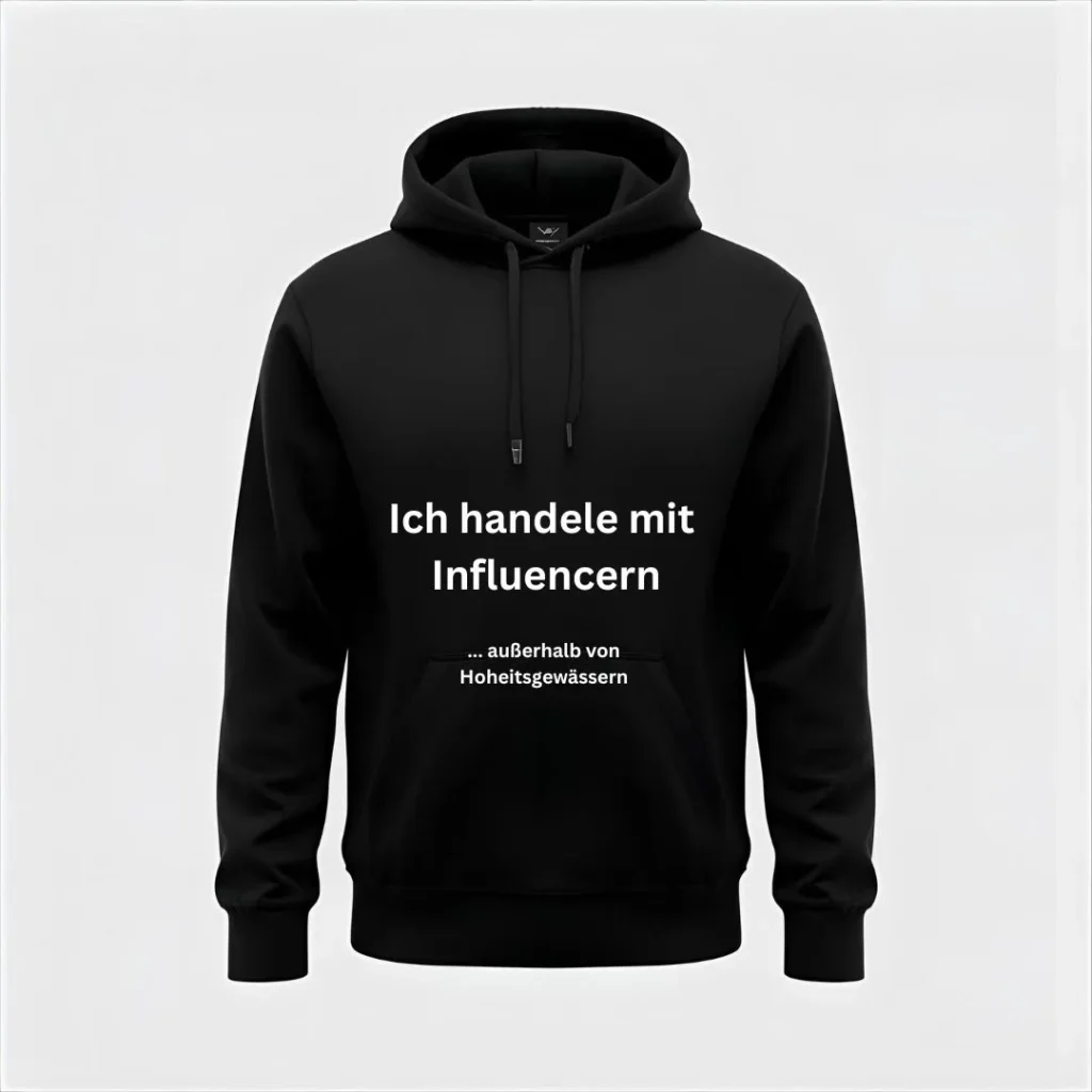 Kapuzenpullover "Ich handele mit Influencern" in Schwarz