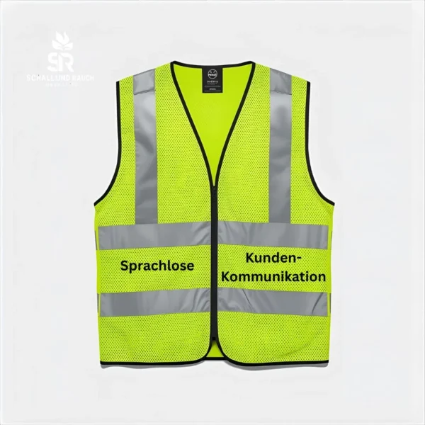 Sprachlose Kundenkommunikation Tarnweste Neongelb