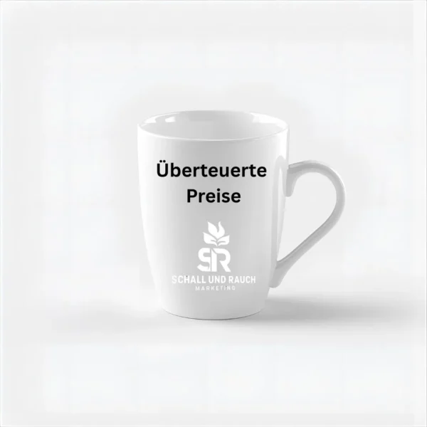 Überteuerte Preise Tasse in Weiß