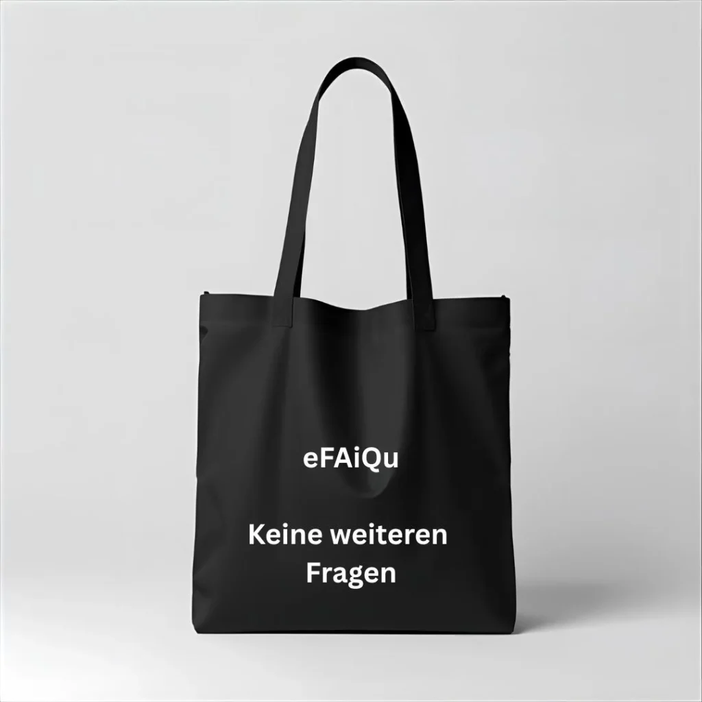 Stoffbeutel "eFAiQu - Keine weiteren Fragen" in Schwarz