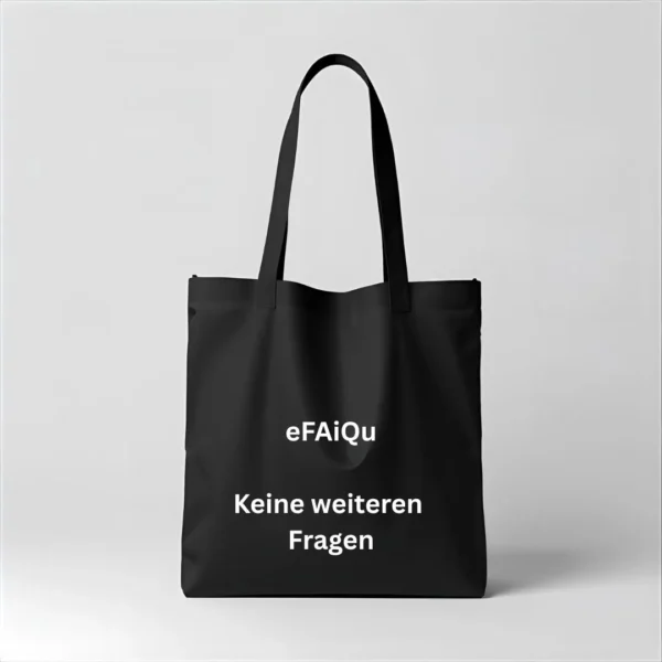 Stoffbeutel "eFAiQu - Keine weiteren Fragen" in Schwarz