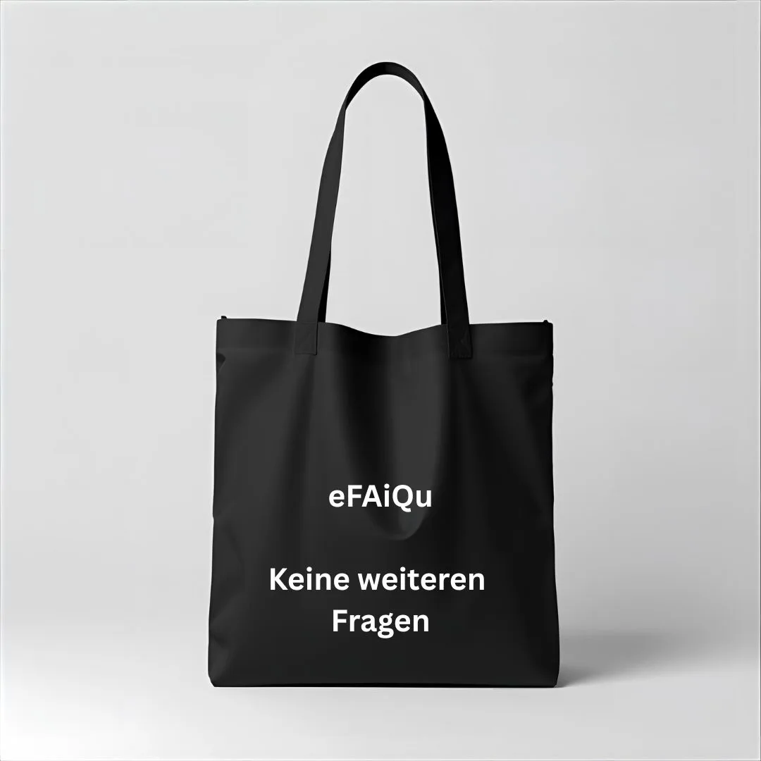 Stoffbeutel "eFAiQu - Keine weiteren Fragen" in Schwarz
