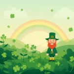 St.-Patrick’s Day - Kobold mit Kleeblättern und Regenbogenbrücke - KI generiert